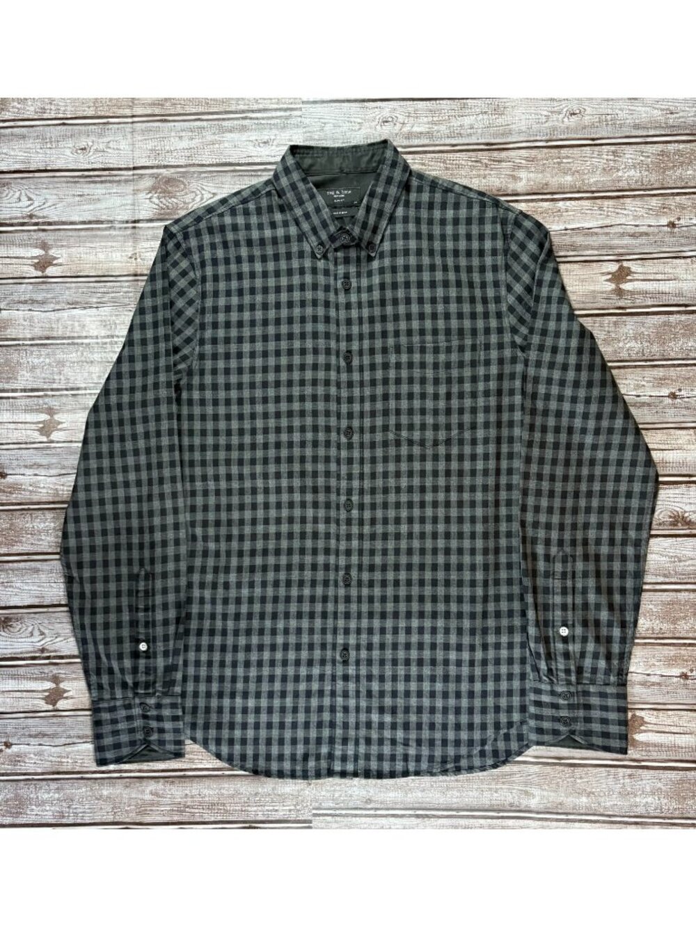 Rag & Bone slim fit plaid Shirt size M color black grey NWOT